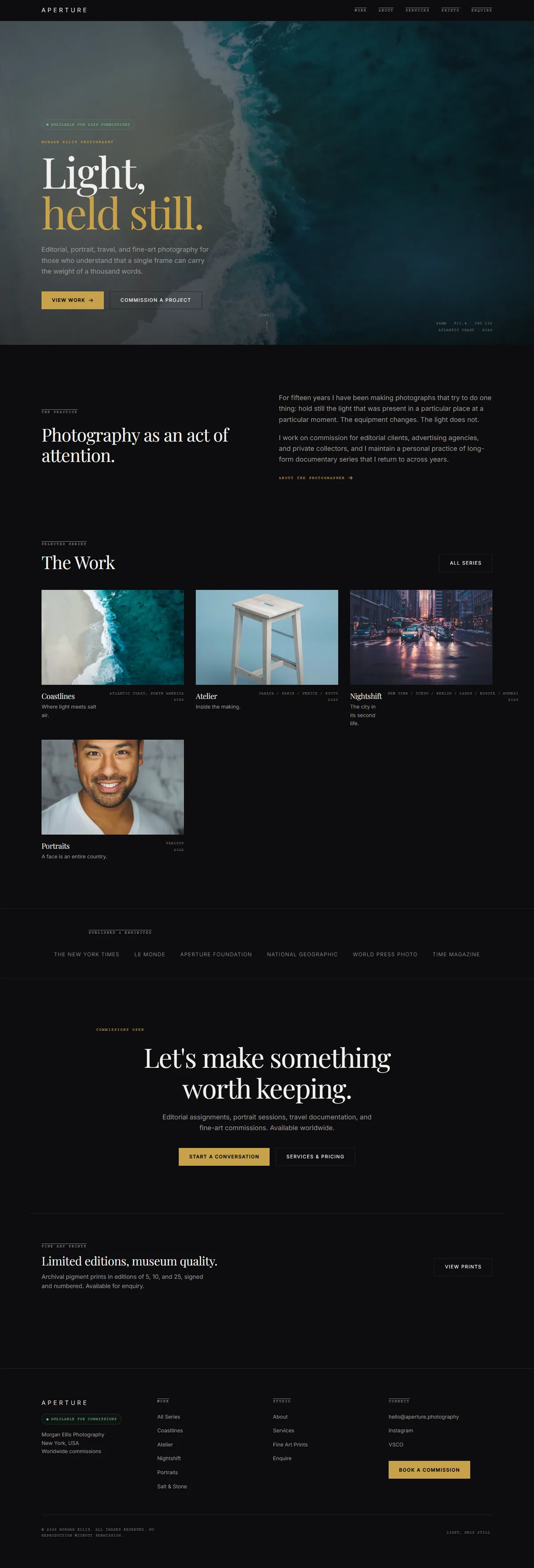 APERTURE — Photography Portfolio — screenshot