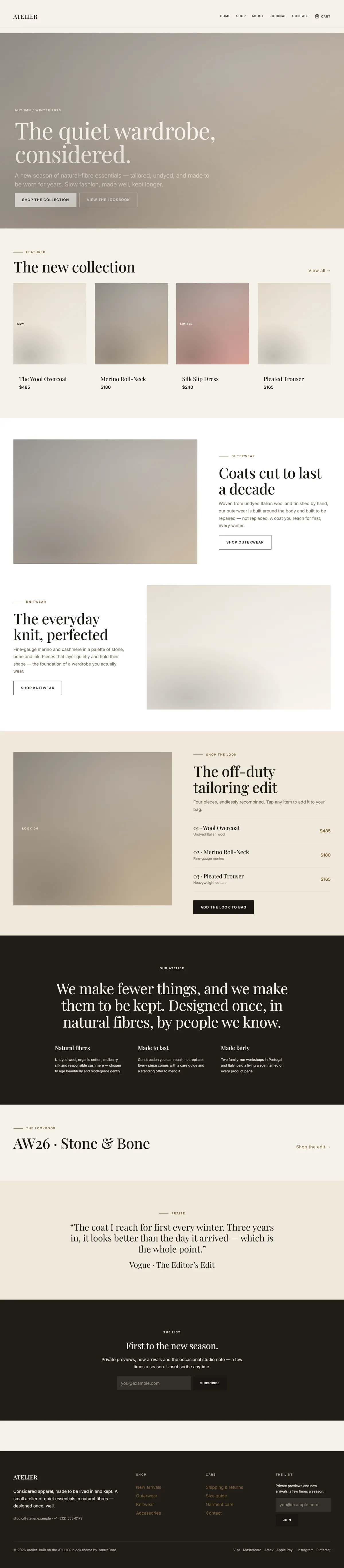 ATELIER — WooCommerce Fashion Theme — screenshot