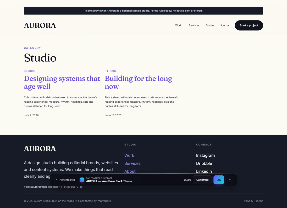 AURORA — WordPress Block Theme - screenshot 4