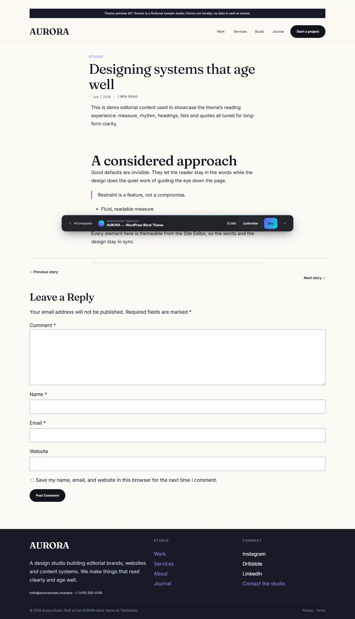 AURORA — WordPress Block Theme - screenshot 5
