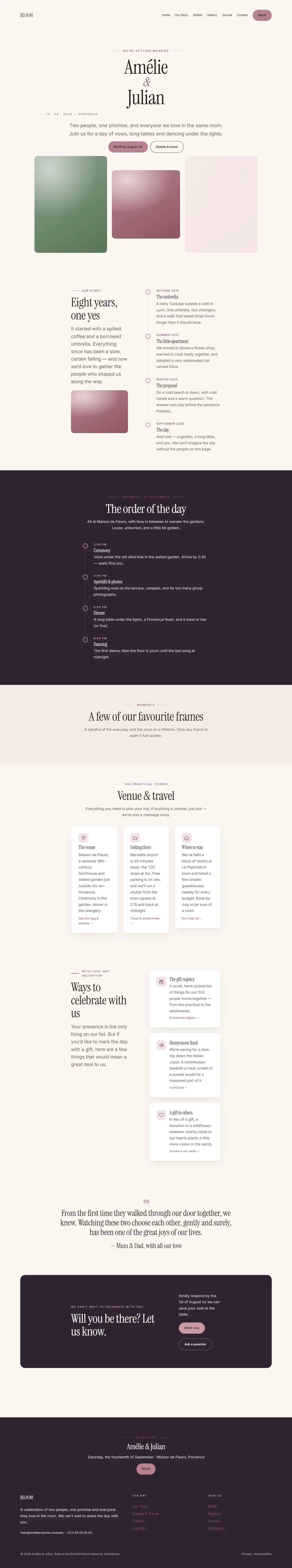 BLOOM — WordPress Wedding & Events Theme — screenshot