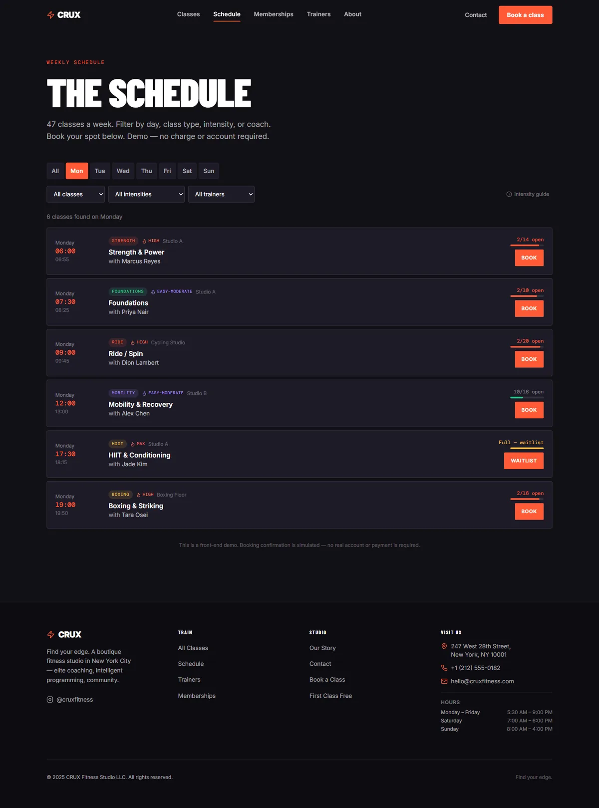 CRUX — Boutique Fitness Studio — screenshot 2