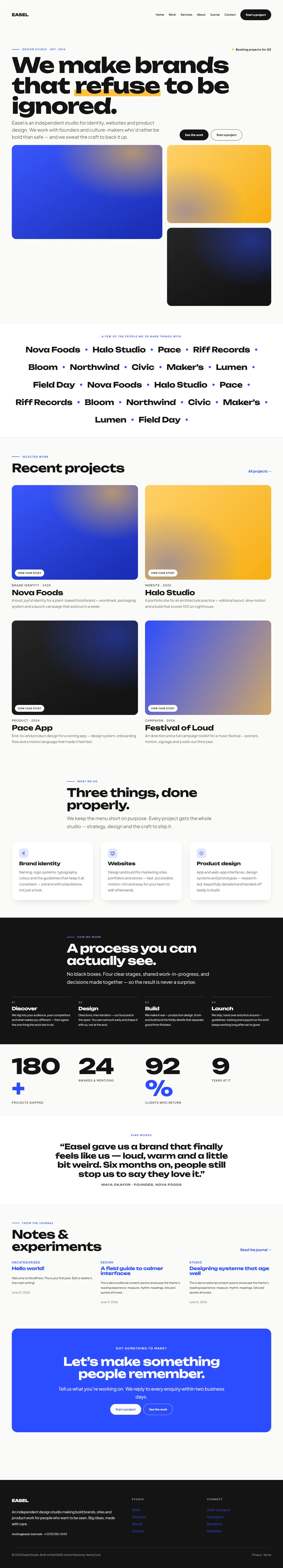 EASEL — WordPress Portfolio Theme — screenshot