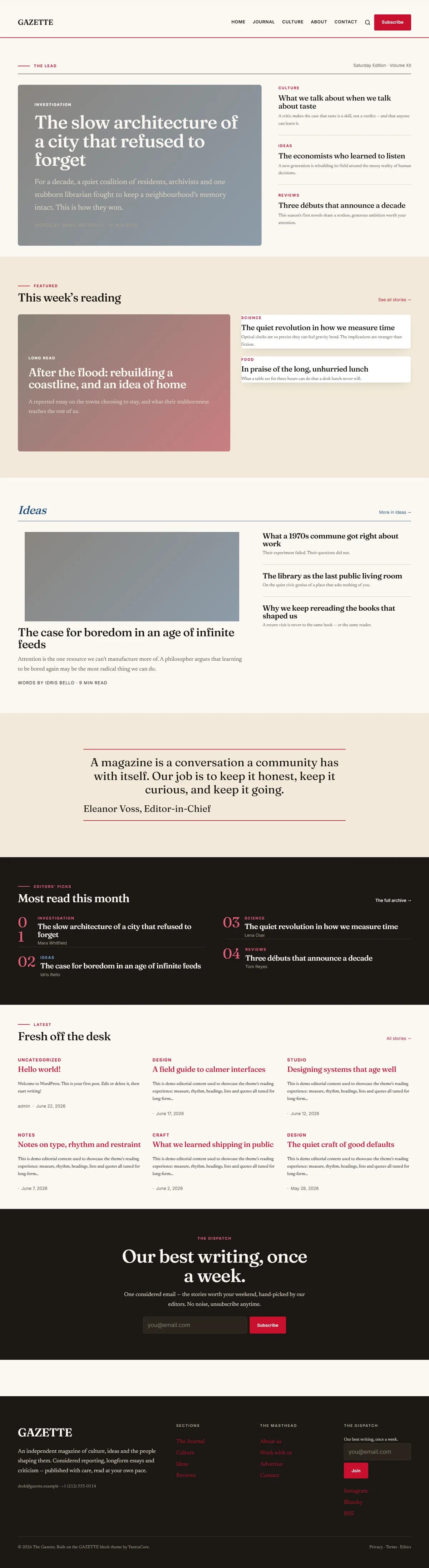 GAZETTE — WordPress Magazine Theme — screenshot