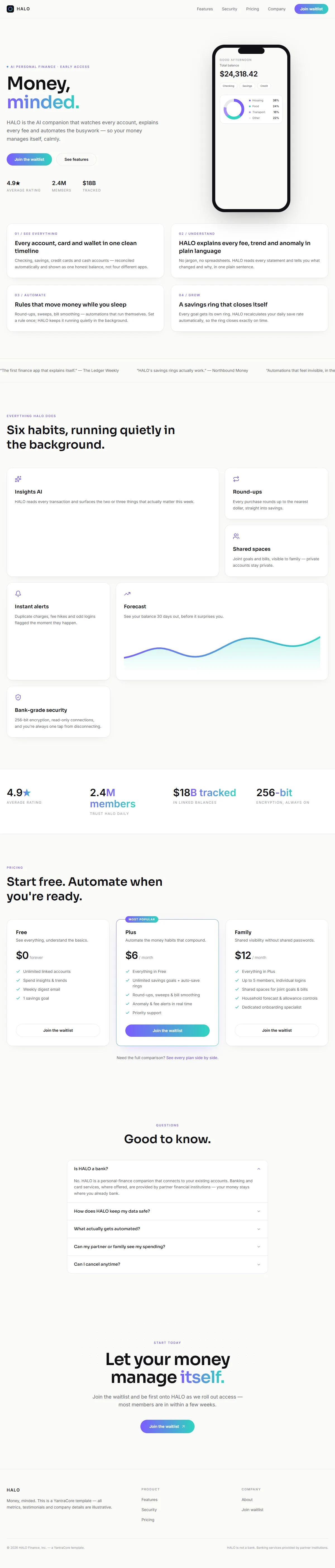 HALO — AI Personal-Finance App Launch — screenshot