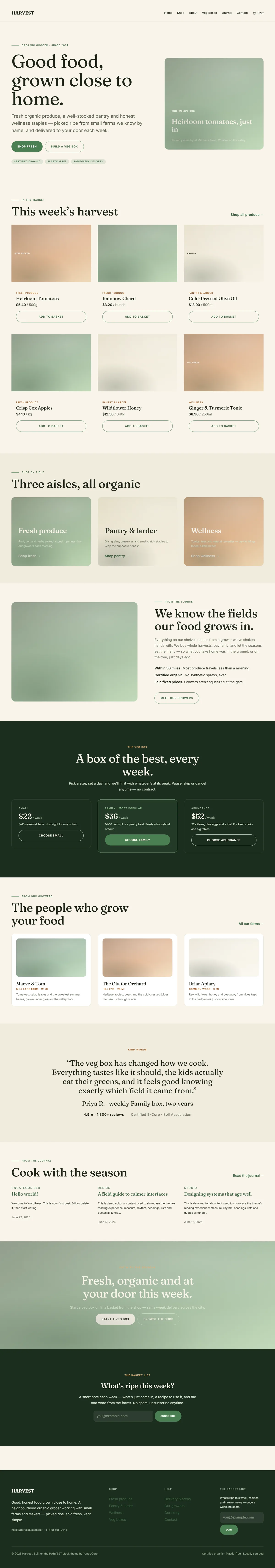 HARVEST — WooCommerce Organic Grocery Theme — screenshot
