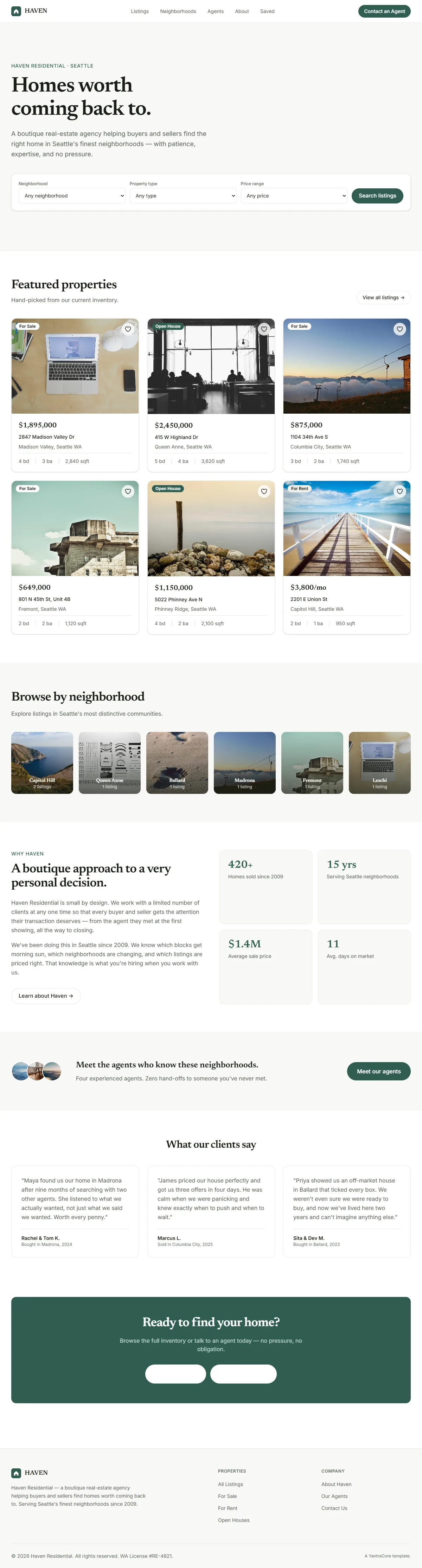 HAVEN — Real Estate Agency — screenshot