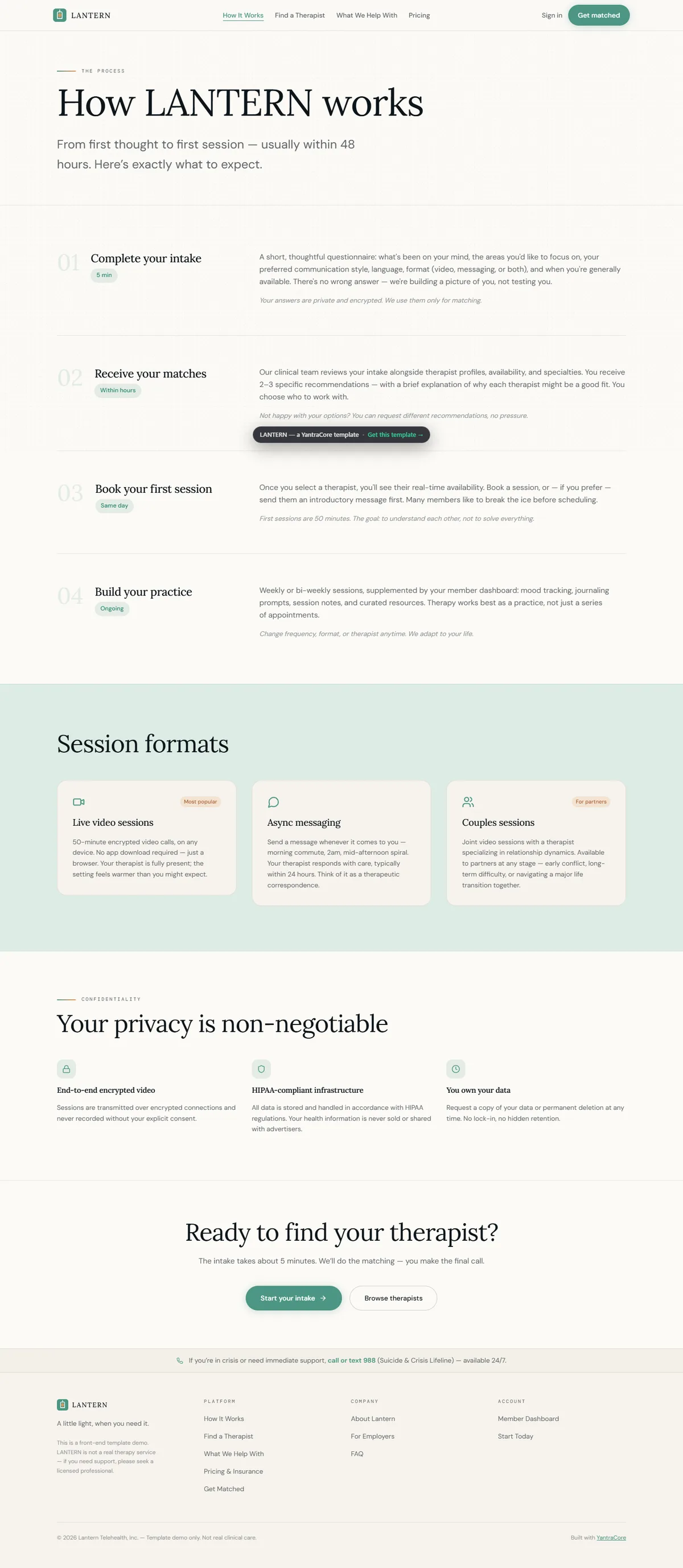 LANTERN — Telehealth & Therapy Platform — screenshot 3