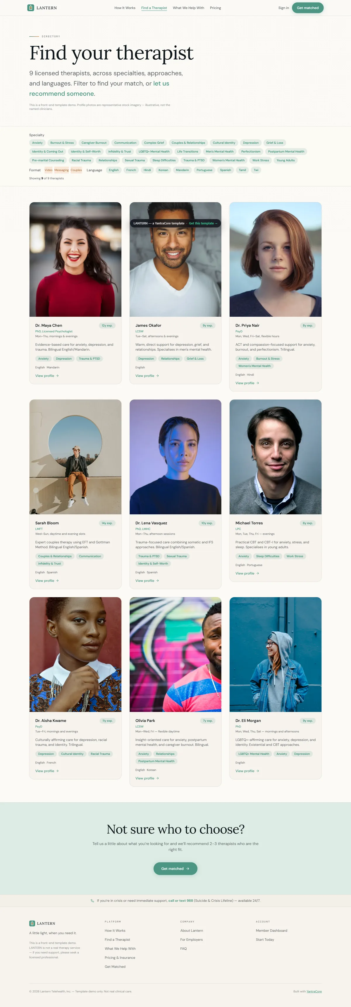 LANTERN — Telehealth & Therapy Platform — screenshot 2