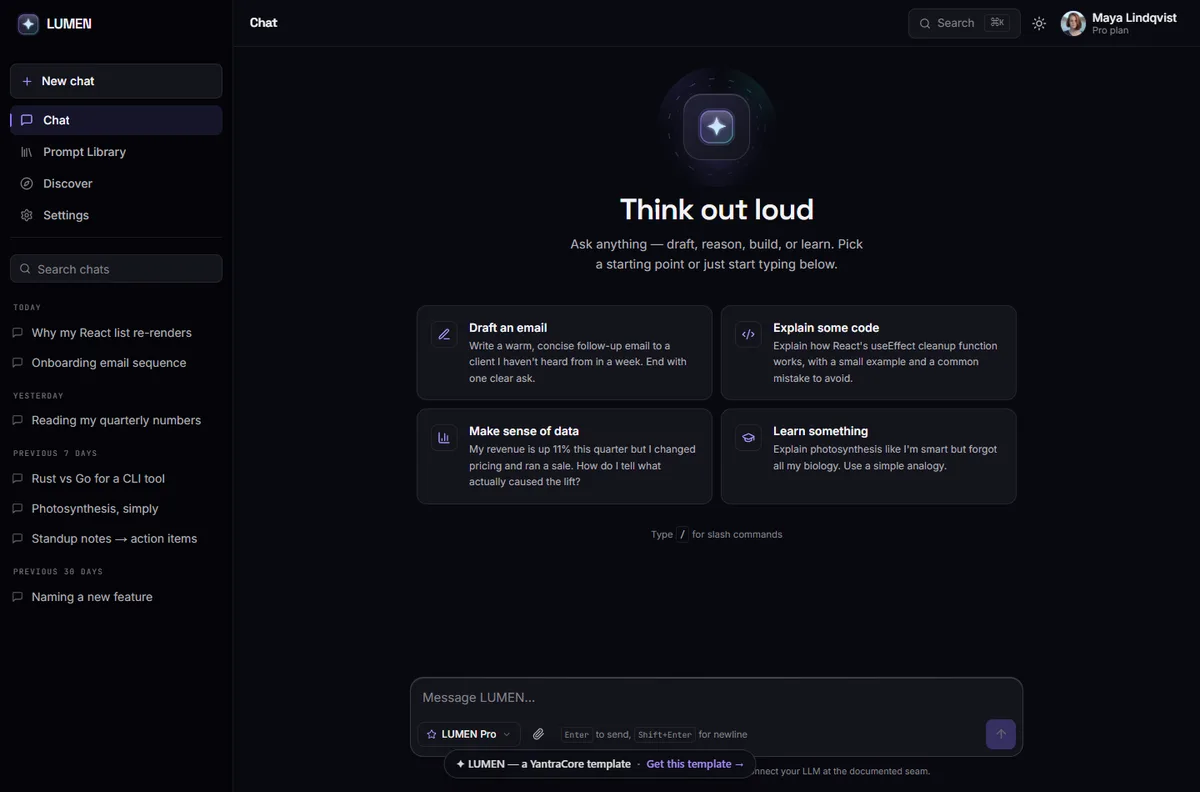 LUMEN — AI Assistant / Chat UI — screenshot