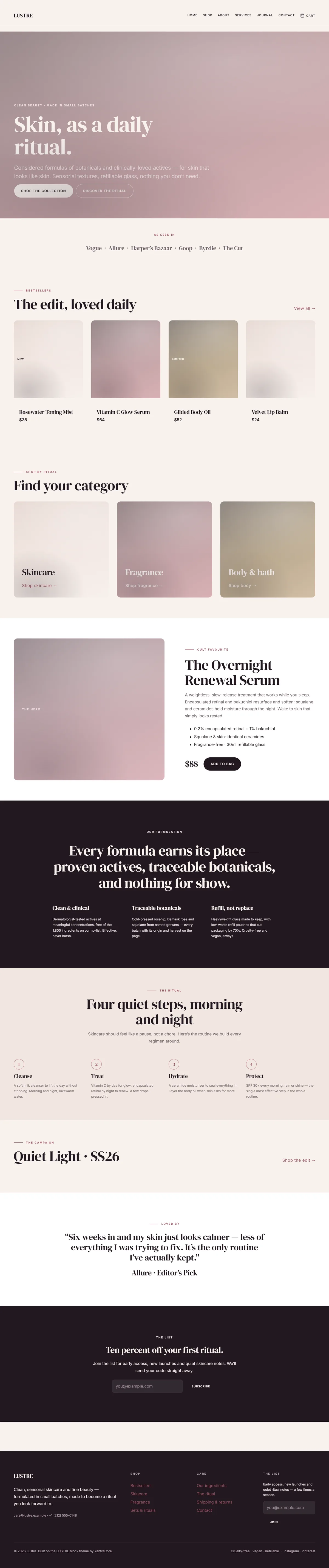 LUSTRE — WooCommerce Beauty Theme — screenshot