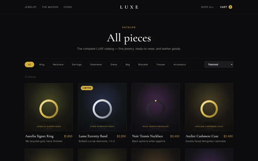 LUXE — Shopify Hydrogen Storefront - screenshot 2