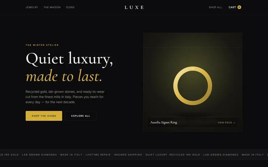 LUXE — Shopify Hydrogen Storefront — screenshot