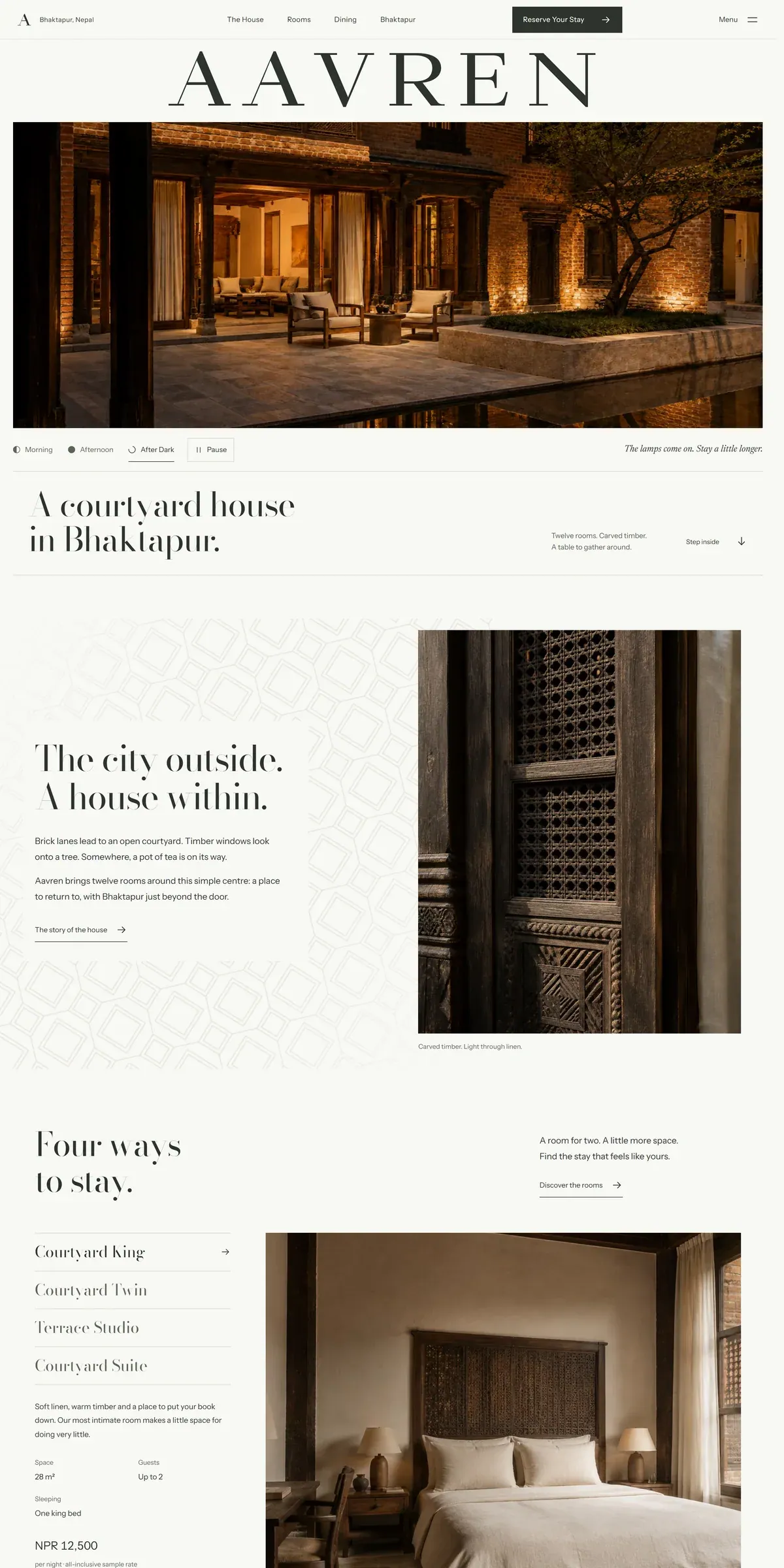 Aavren — Boutique Courtyard Hotel website preview