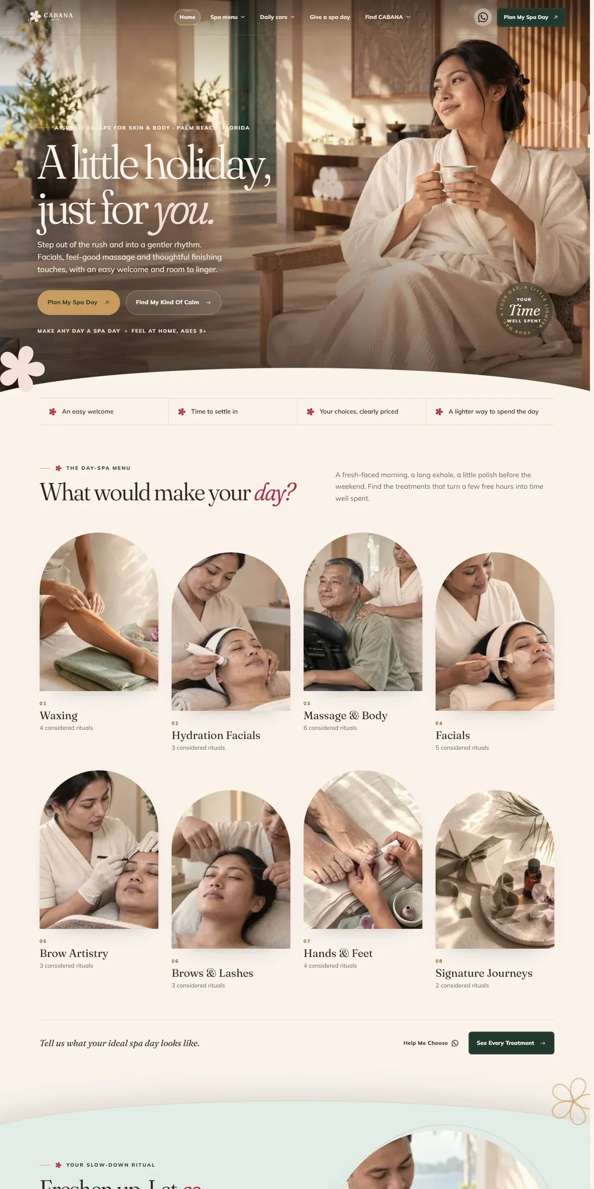 CABANA — Lagoon Arc Day Spa website preview
