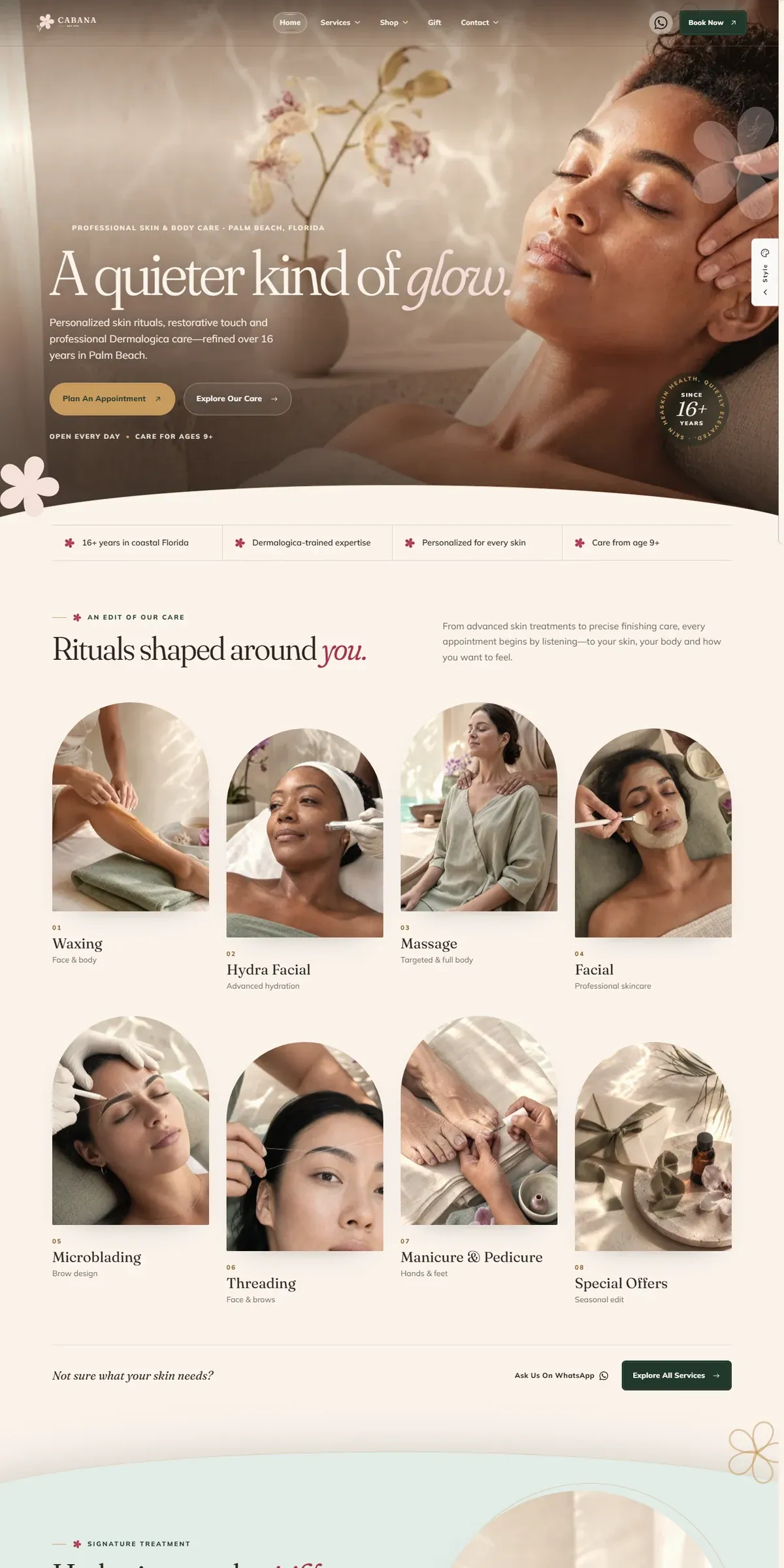 CABANA — Lagoon Arc Day Spa website preview