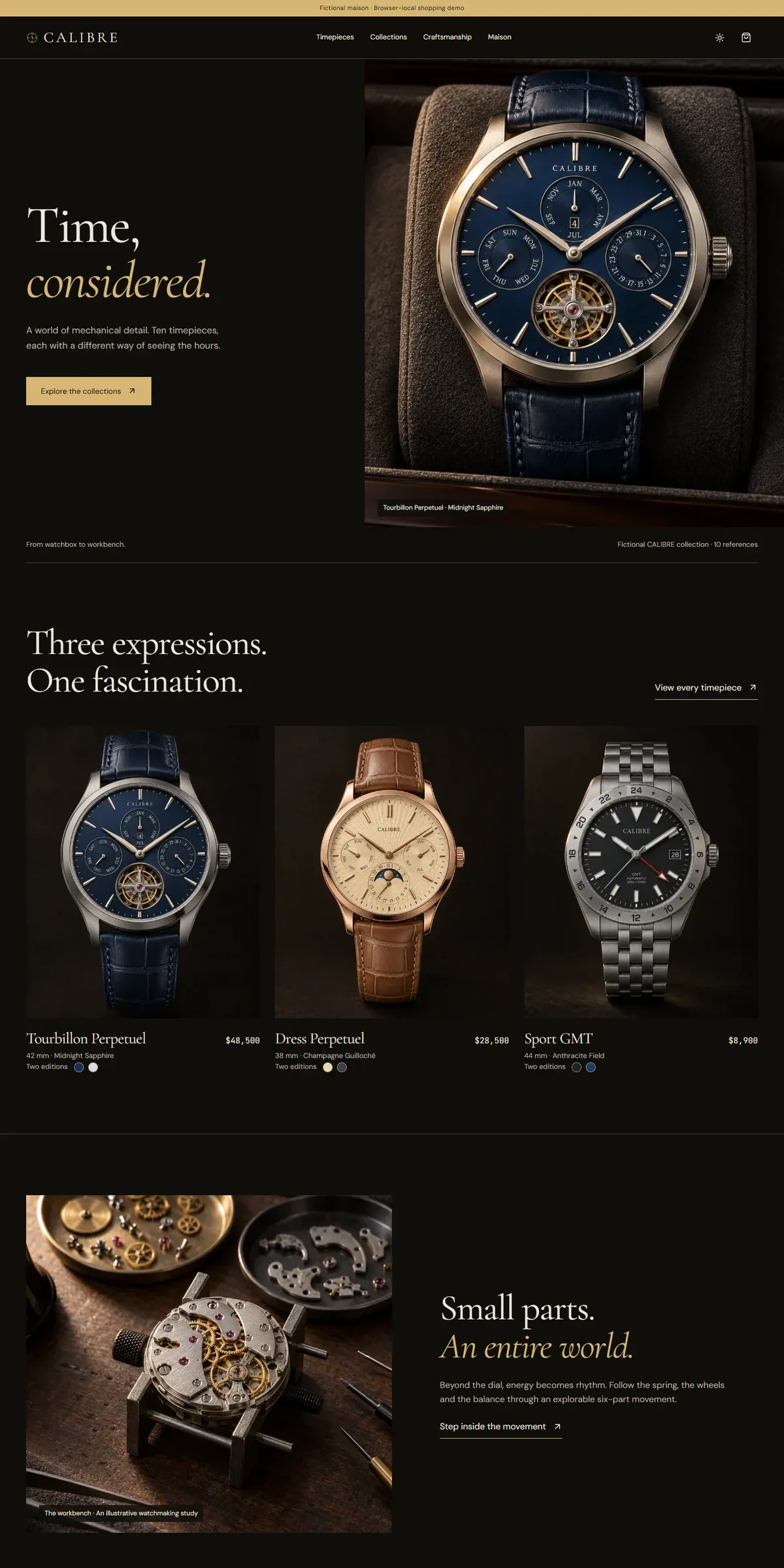 CALIBRE — Fine Watches website preview