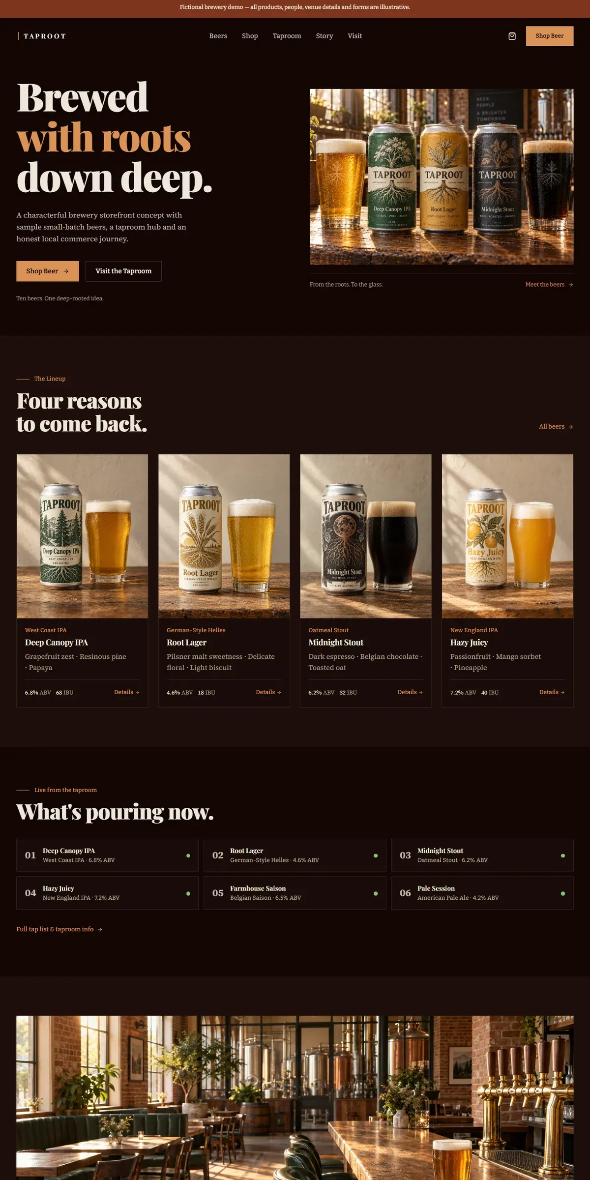 TAPROOT — Craft Brewery & Taproom website preview