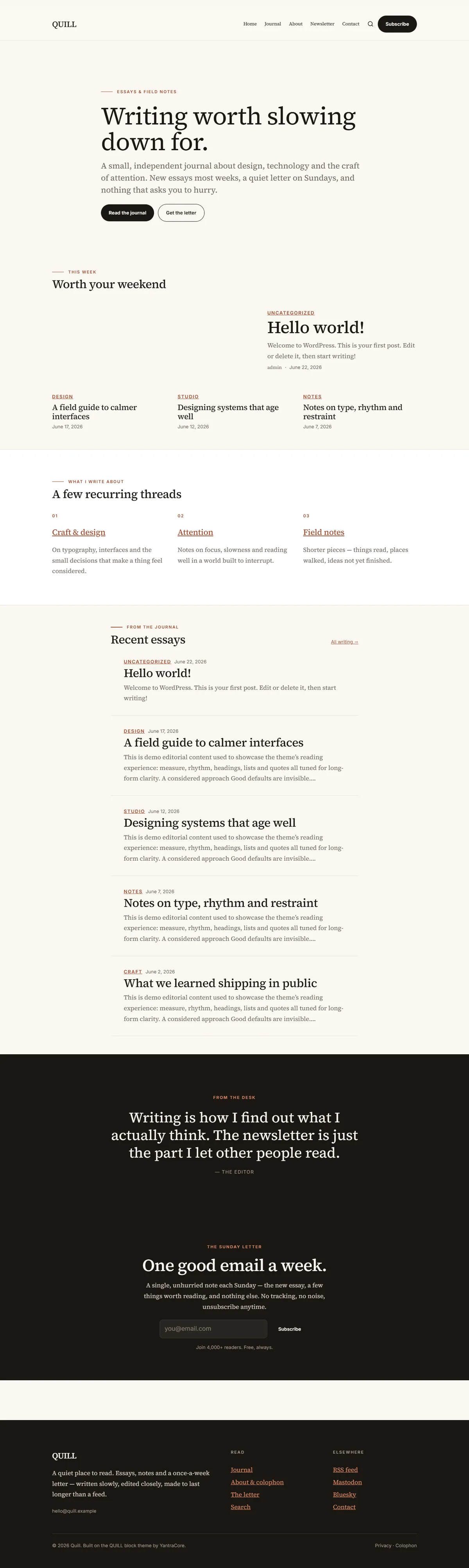QUILL — WordPress Blog & Newsletter Theme — screenshot