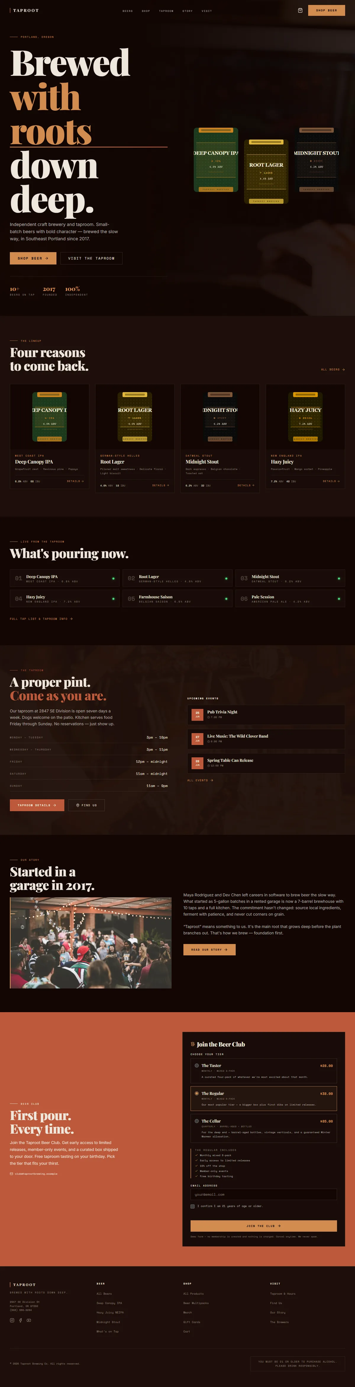 TAPROOT — Craft Brewery & Taproom — screenshot