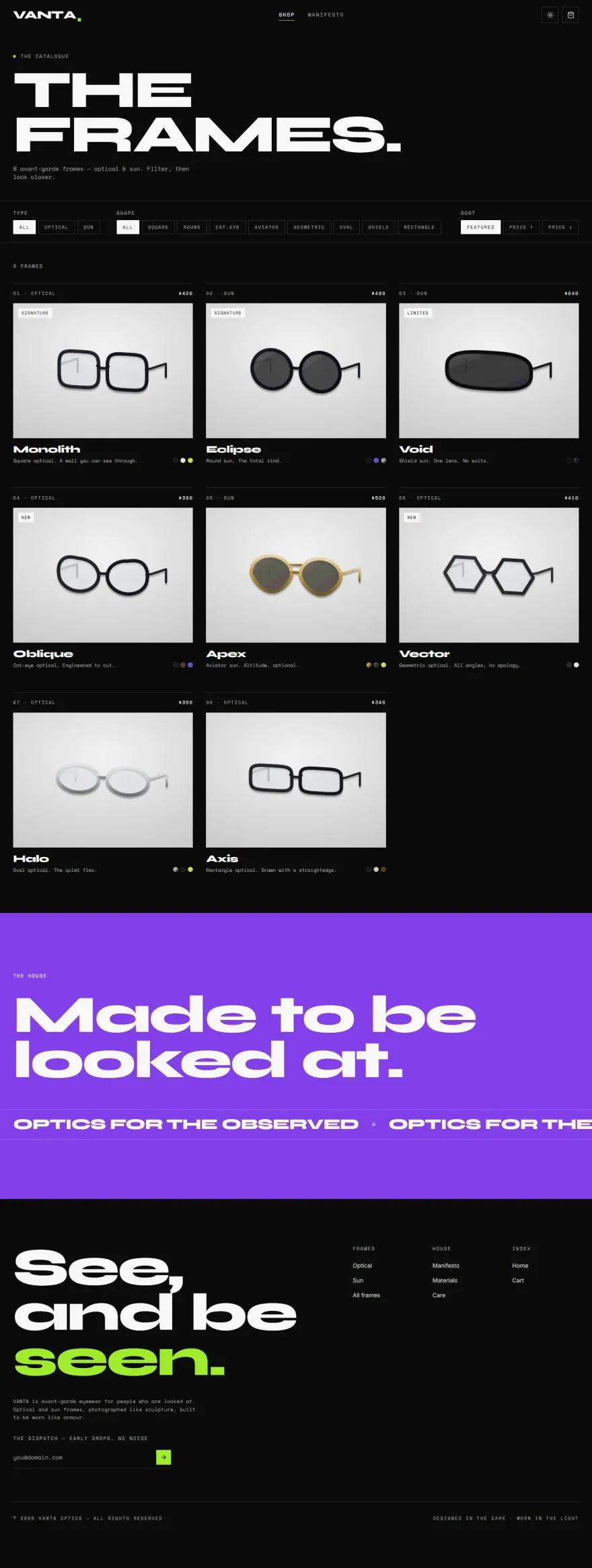 VANTA — Avant-Garde Eyewear — screenshot 2