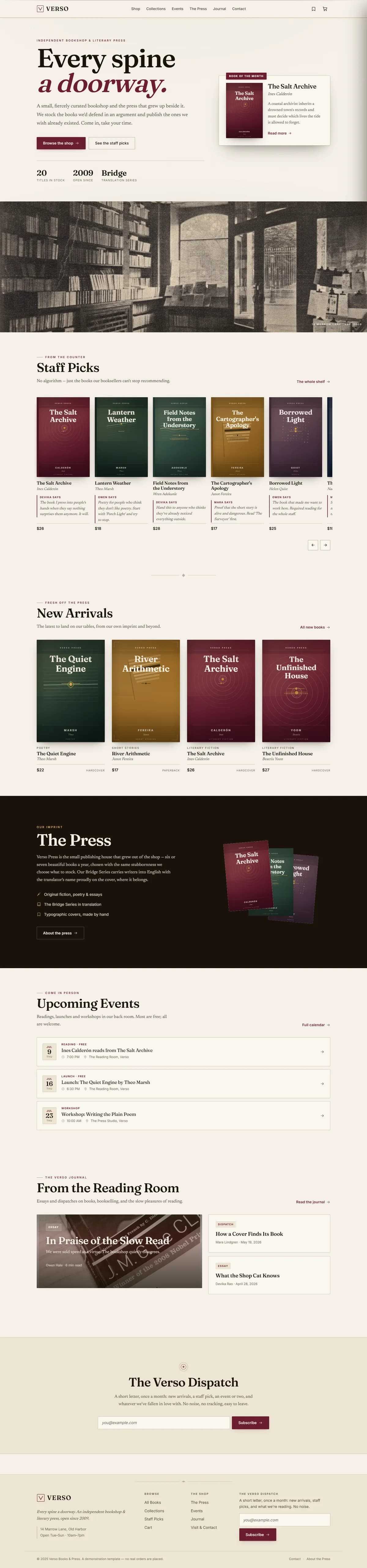 VERSO — Independent Bookshop & Literary Press — screenshot