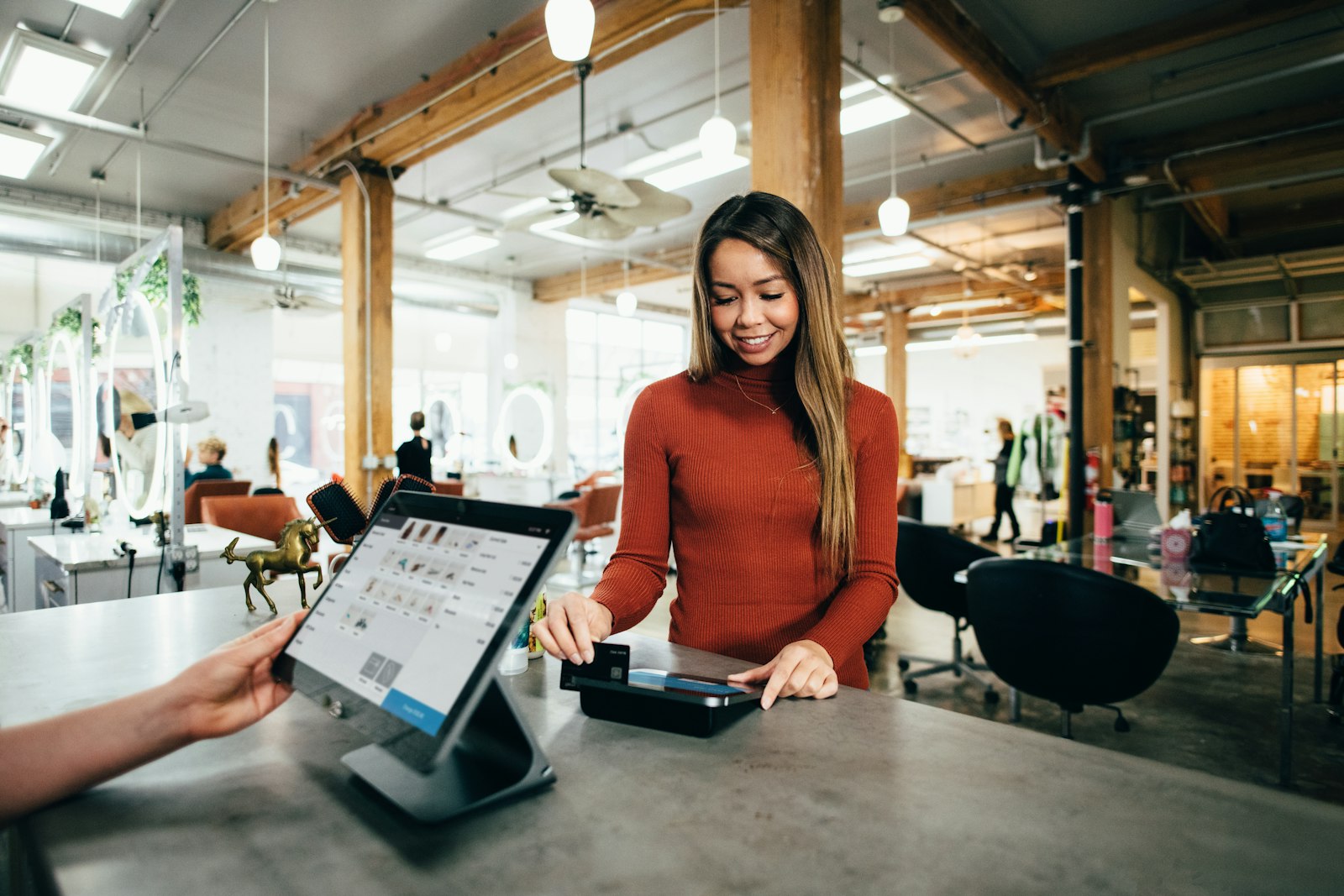 Card payment at a small business counter