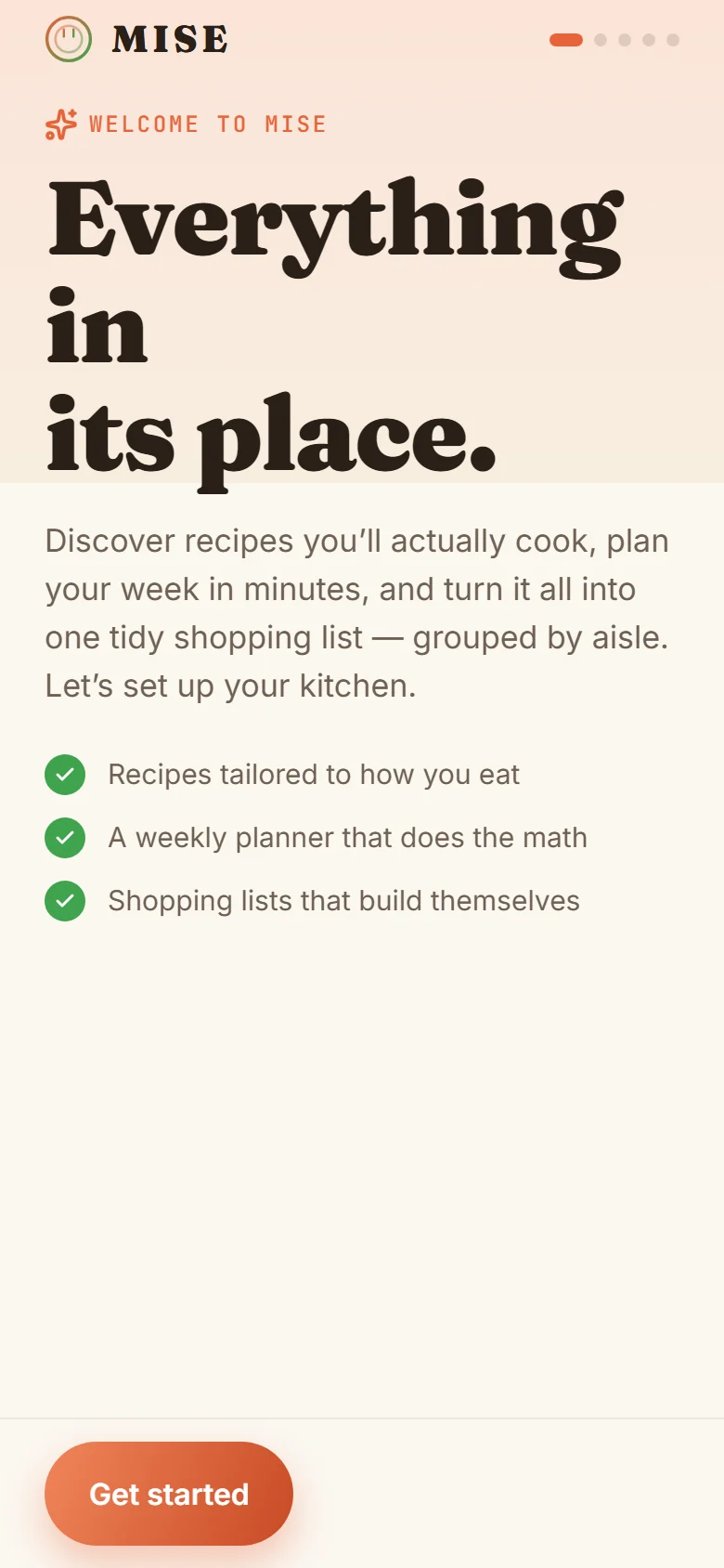 MISE onboarding preferences